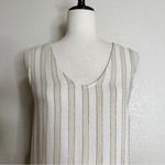 Japna  Cream Tan Silver Metallic Striped Ruffle Hem Tank Top, Sz Small Photo 1