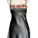 Jessica Simpson NWT Embroidered Black Satin Mini Dress S/M Photo 0