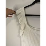 Anthropologie Ruffled Pointelle Knit Mini Dress Square Neck Ivory Cream Womens S Photo 6