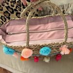 Molly Bracken  straw tote with pom poms Photo 3