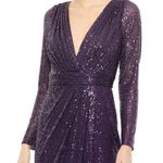 Mac Duggal  Sequin Long Sleeve Faux Wrap Gown in Purple Size US 2 Photo 10