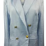 Central Park West NEW Blue Frankie Linen Double Breasted Blazer Coat Jacket Sz M Photo 2