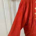 Vintage Crimson Rust Red Suede Leather Bomber Jacket Size L Photo 5