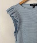J.Crew NWOT  Vintage Rib Ruffle Boatneck Tank Top Blue Size XS Photo 2