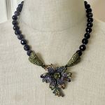 Heidi Daus Statement Floral Necklace with Genuine Amethyst Beads & Multicolor Cr Purple Photo 0