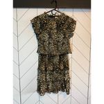 MELLODAY  Womens Small Cheetah Print Animal High Neck Short Sleeve Ruffle Dress Photo 1