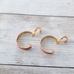 Vintage Clip On Earrings Orange & Gold Tone Hoops Photo 6
