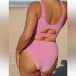 Berlook Pink Lurex Cut Out Plus Size Bikini Set Photo 1