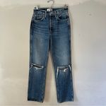 RE/DONE Women's 90s High Rise Loose Fit Straight Leg Jeans 26 Destroyed Mar Photo 1