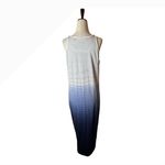 Athleta  Dress Women Large Blue White Ombre Striped Sunkissed Midi Athleisure Photo 5