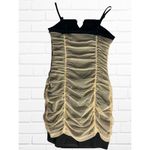 Twelve by Twelve Dress Women's Size Small Mini Ruched Ruffle Tan Black Cocktail Photo 6