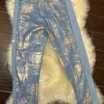 L&B  Lucky & Blessed boyfriend denim and Gold shimmer pants sz 12 Photo 0