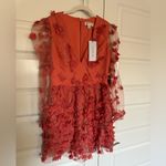 Anthropologie Helsi Sidney Long-Sleeve V-Neck Floral Appliqué Mini Dress in Coral- NWT Photo 4