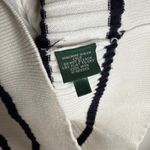 Ralph Lauren Lauren  Big Button High Neck Striped Pullover Sweater Small White Photo 6