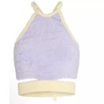 For Love & Lemons  Fuzzy Cozy Maureen Top Purple & Yellow Knit Open back NWT Photo 2