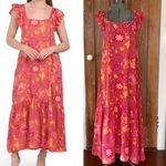 House of Harlow Maxi Dress Floral Flutter Ruffle Sleeve & Pockets Photo 1