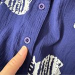 The Vermont Country Store Navy Blue Crepe Cotton White Fish Print Dress Womens M Size M Photo 6