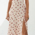 ZARA  Floral Tie Strap Linen Blend Slit Midi Dress Smock L Beach Resort Vacation Photo 0