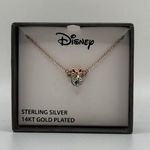 Disney NEW-Sterling Silver 14Kt Gold Plated Crystal Minnie Mouse Necklace Photo 1