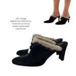 Arturo Chiang Vintage leather fur tassel slides mules heels like new size 10 Photo 1