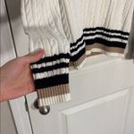 Tommy Hilfiger  Leila Cotton White Tan Black Cable Knit Sweater Size Medium Photo 1