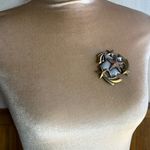 Star Bronze Silver brass tripple tone brooch necklace Gold Photo 3