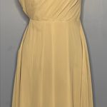Birdy Grey Chiffon Taupe Kira Grecian One Shoulder Gown Size Medium Photo 3