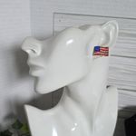 Gold American Flag Earrings with Red White and Blue Rhinestones Photo 5