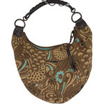 Gap Vtg 2006 Hobo Bag Brown Teal Floral Print Canvas Leather Trim Shoulder Bag Photo 0