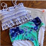 Floral Blue and Green Women's Swim Set Size M Photo 3
