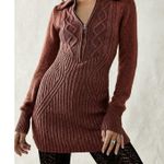 Free People NWT  Mont Blanc Red Jasper Cable Knit Sweater Mini Dress Photo 0