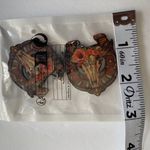 Western bullhead flower pattern wooden drop‎ earrings Brown Photo 10