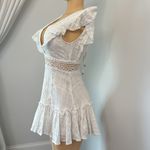 Caren Forbes  White Ruffled V-Neck romantic Mini Dress Sz S Photo 2