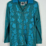 Storybook Knits Blue Sequin Button Front Collared Cardigan Sweater NWT Small Photo 0