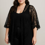 Xhilaration  Black Lace Kimono Cardigan M Goth Whimsy Grunge Y2K Dark Coquette Photo 0