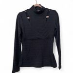 NU Denmark Black Ribbed Turtleneck Wrap Top with Cut Outs long sleeve NWT Photo 1