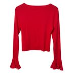 Maeve Anthropologie Red Long Sleeve Ruffle Cuff Crop Top Bell Sleeve Boho Retro‎ Photo 6