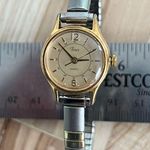 Timex Ladies Watch Vintage Two Tone Stretch Bracelet Gold Tone Dial Photo 4