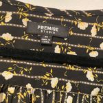 Premise  Studio Black Yellow Floral Striped V Neck Tie Long Sleeve Blouse Size M Photo 4