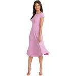 Dress the Population Livia Dress Womens Small Pink Midi Cap Sleeve Fit Flare Photo 16