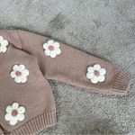 Luna Ivy Women’s 3D Flower Knit Cardigan Sweater Cropped Coquette in Cream S Pink Photo 5