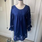 Roberta Roller Rabbit Roller Rabbit blue floral embroidered long sleeves‎ tunic dress XS boho summer Photo 1