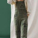 Anthropologie NWOT  Pilcro Wanderer Patchwork Overalls Size 29 Green Cotton Blend Photo 0