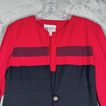 SL Fashions Blazer Womens 6 Petite Red Black Longline Top Business Office Casual Size 6P Photo 3