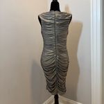 Cache  Sexy Stretch Gold Shimmer Drapey Bejeweled Cocktail Vintage Dress 6 Photo 8