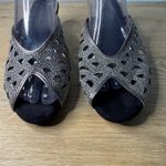 Joan Boyce Shies Silver Glitter Peep Toe Kitten Heel Slip Photo 3