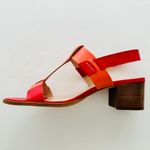 Anthropologie  Pyramidis Coral Color Block Heel Leather Sandal Euro 40 US 9 NEW Photo 5