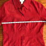 Worthington Red Faux Suede Button Down Women's Shirt Medium EUC Photo 7