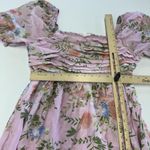 By the‎ River Dress Womens Large Pink Floral Puff Sleeve Tiered Midi Summer Boho Photo 6