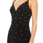 Mac Duggal Slit Gown V Neck Plunge Strappy Low Back Dress Black Size 2 NWT Photo 2